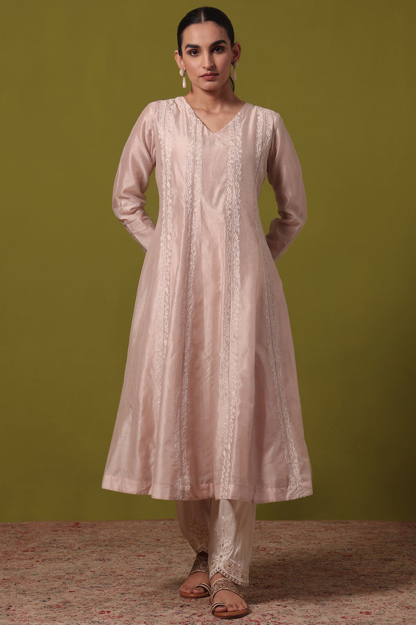 Solid  Flared Cotton Blend Kurta