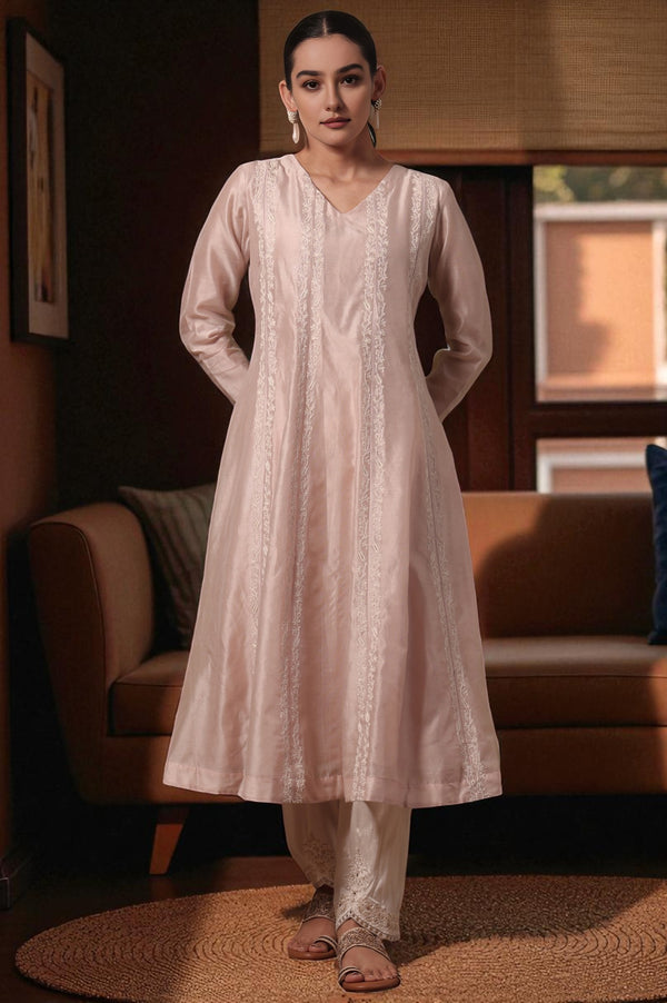 Solid  Flared Cotton Blend Kurta