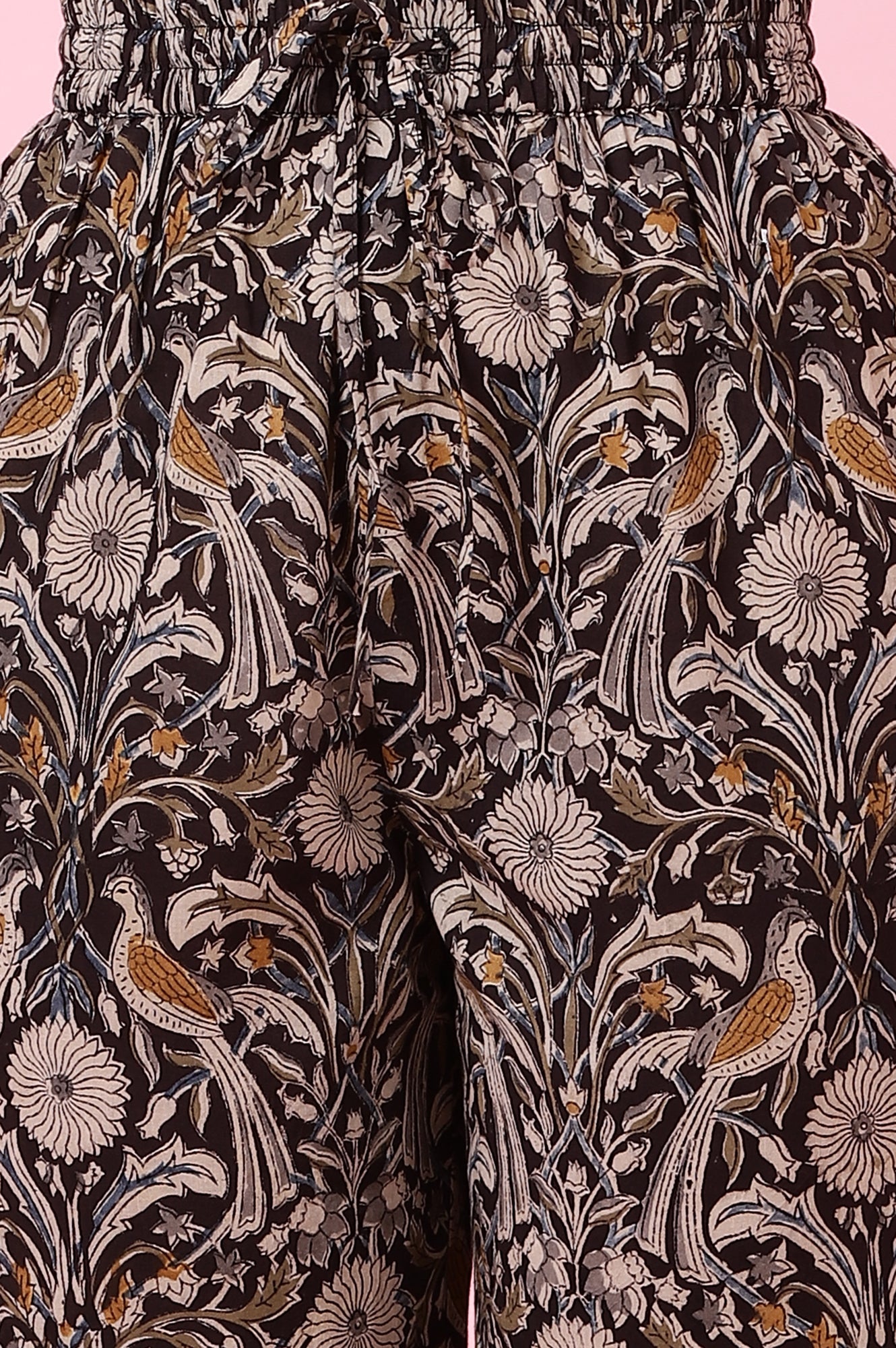 Dark Espresso Kalamkari Printed Kurta, Pants and Dupatta Set