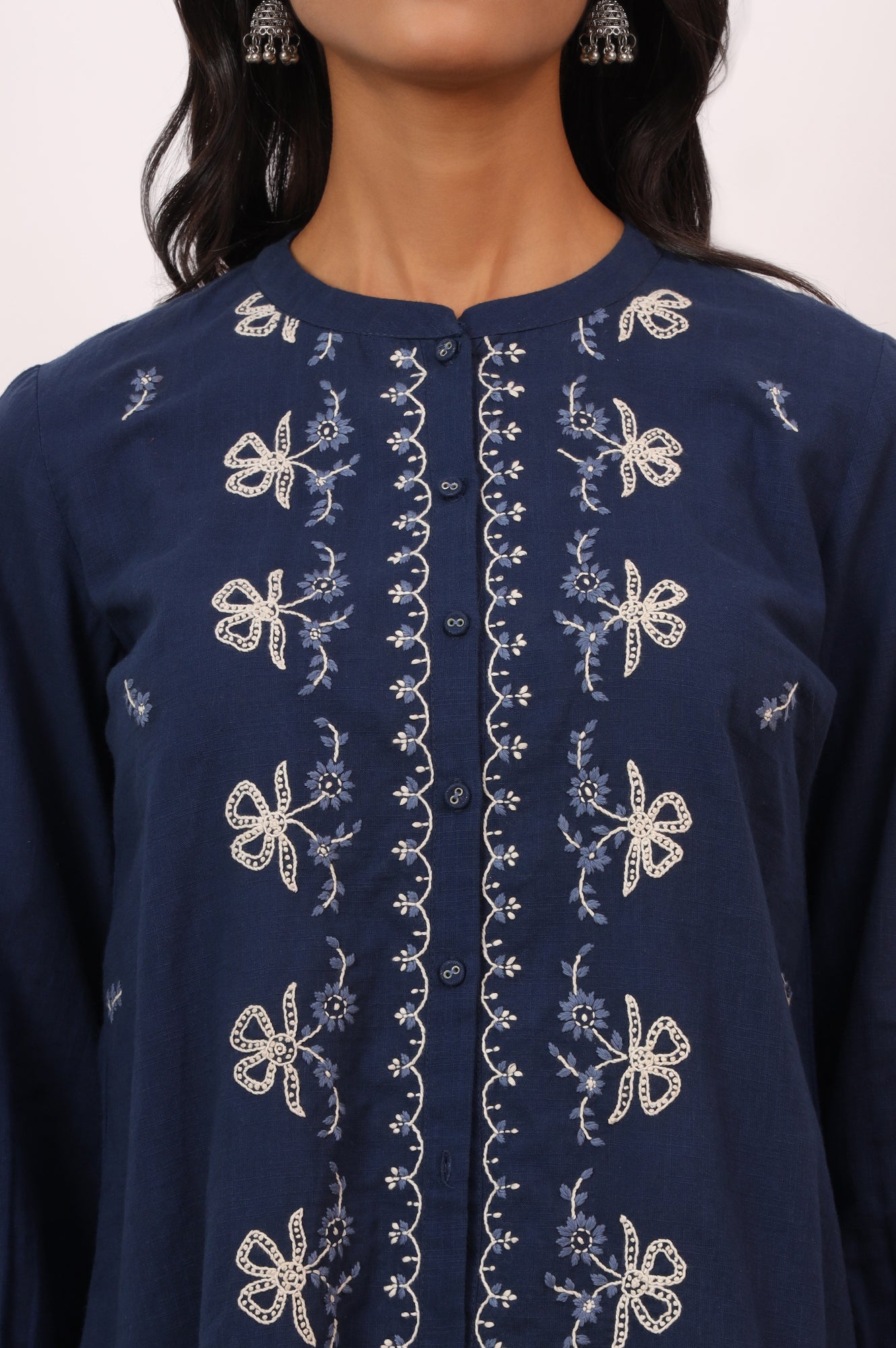 Indigo Blue Chikankari Tunic and Pants Set
