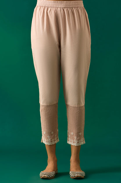 Pastel Pink Embroidered Festive Anarkali Kurta, Pants and Dupatta Set