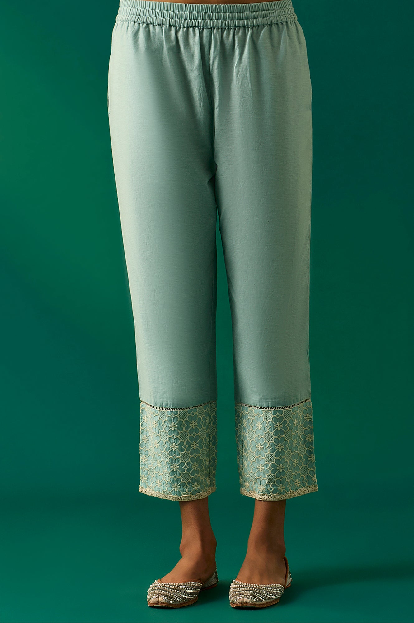 Light Blue Floral Printed Embroidered Tencel Straight Kurta, Pants and Dupatta Set