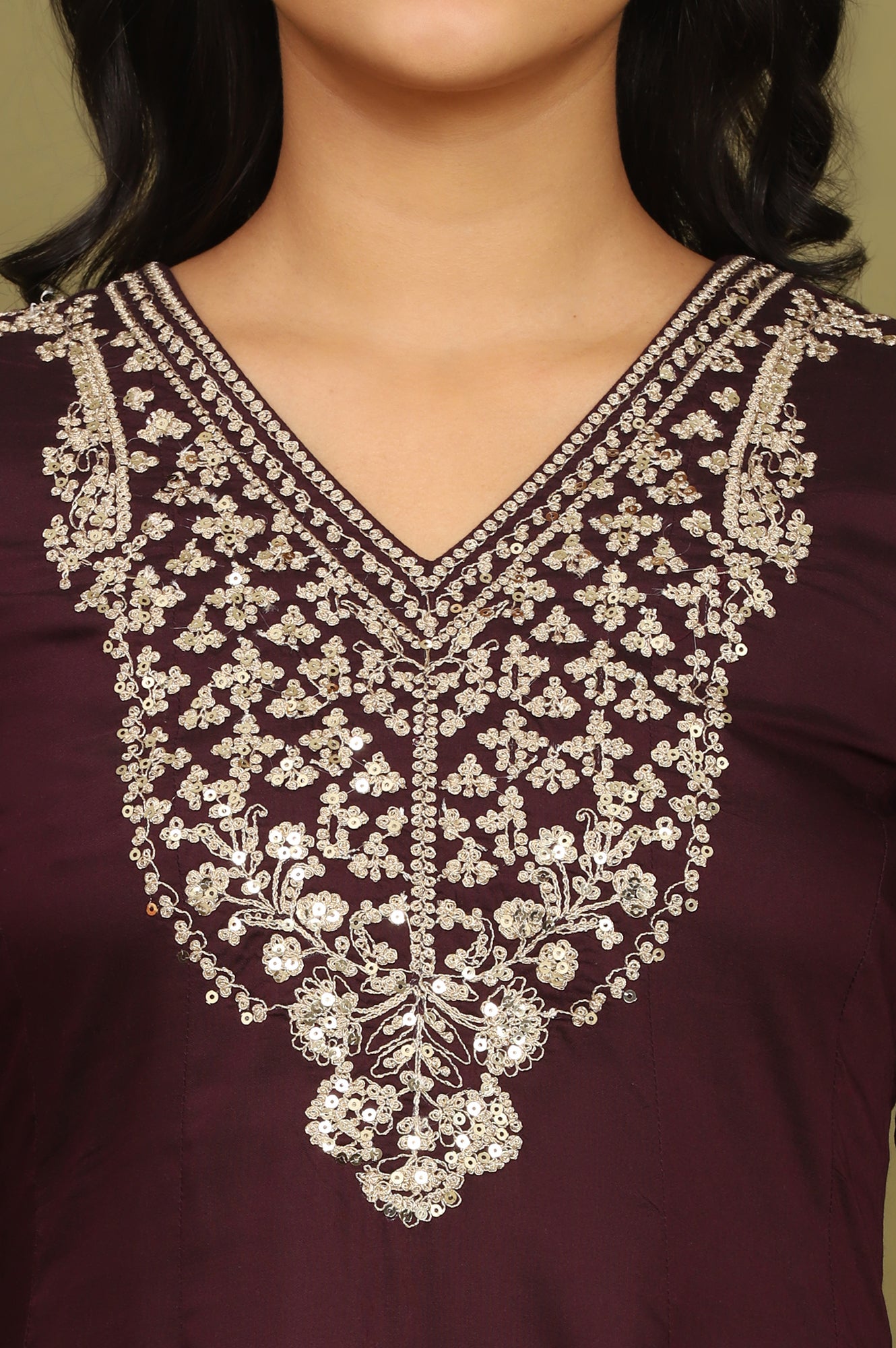 Purple Zari Embroidered Anarkali Kurta