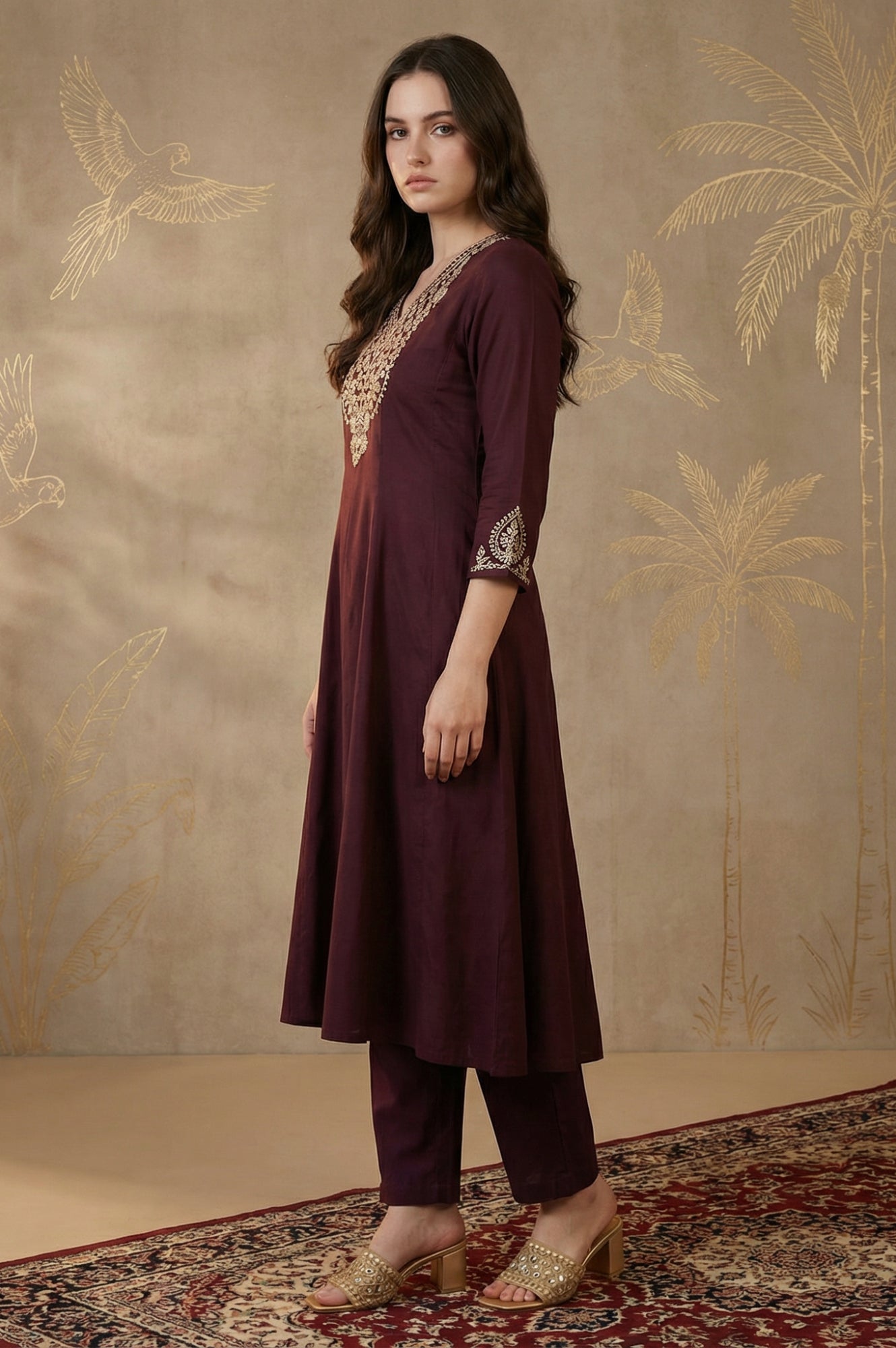 Purple Zari Embroidered Anarkali Kurta