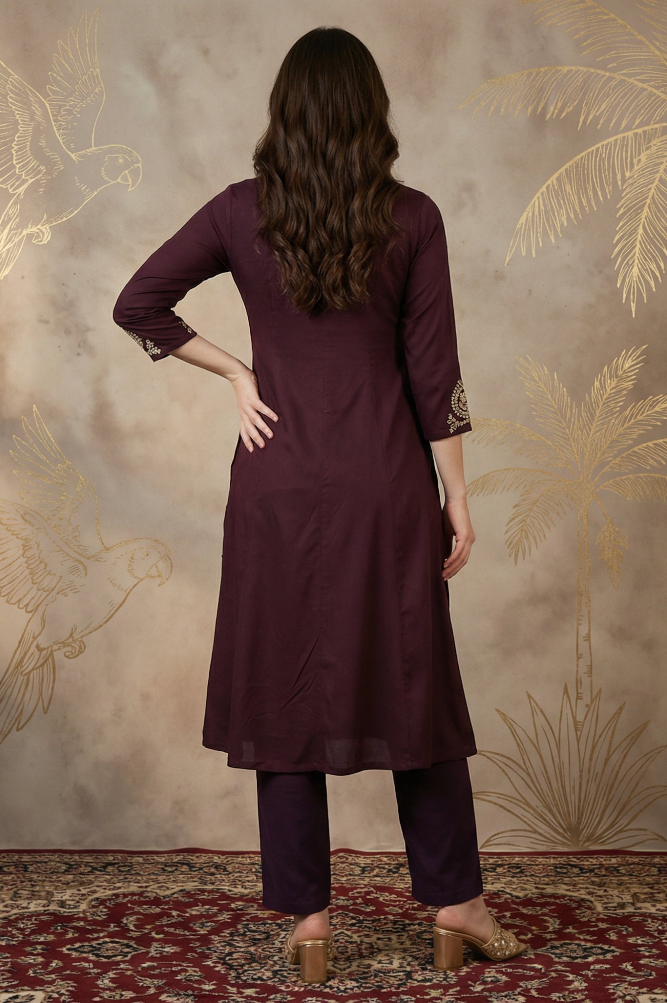 Purple Zari Embroidered Anarkali Kurta