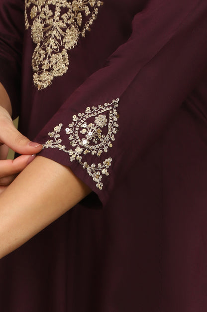 Purple Zari Embroidered Anarkali Kurta