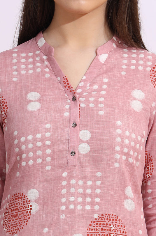 Pink Gota Work Pure Silk Plain Long Straight Kurta