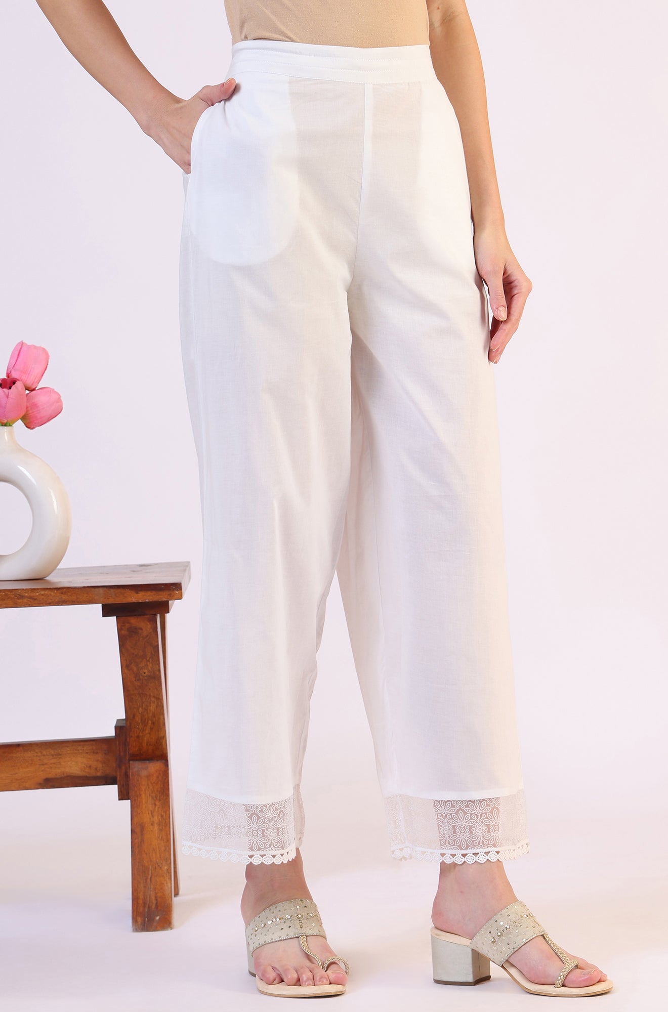 Solid Pure Cotton Parallel Pants – wforwoman