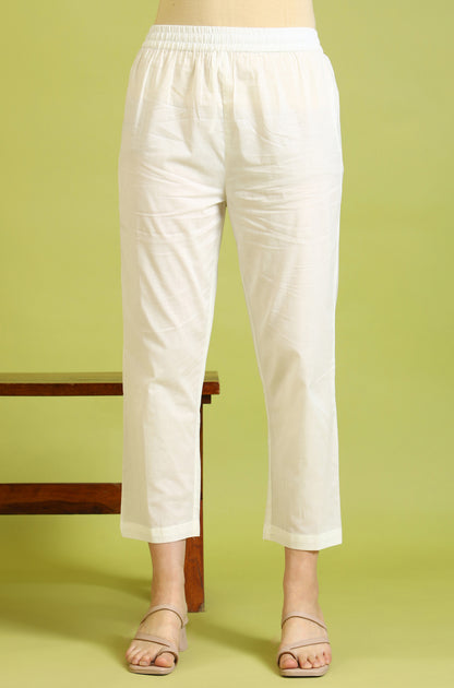 Light Pink Floral Glitter Printed Pure Cotton Anarkali Kurta and Pants Set