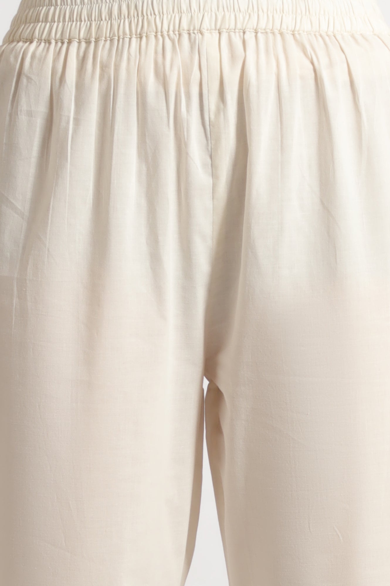 White Floral Printed Mock Layered Kota Flared Kurta and Pants Set with Dupatta