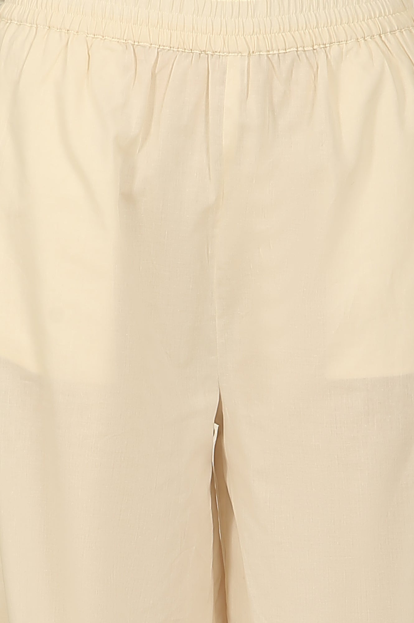 White Embroidered Yoke Cotton Crepe A-line Kurta, Pants and Dupatta Set