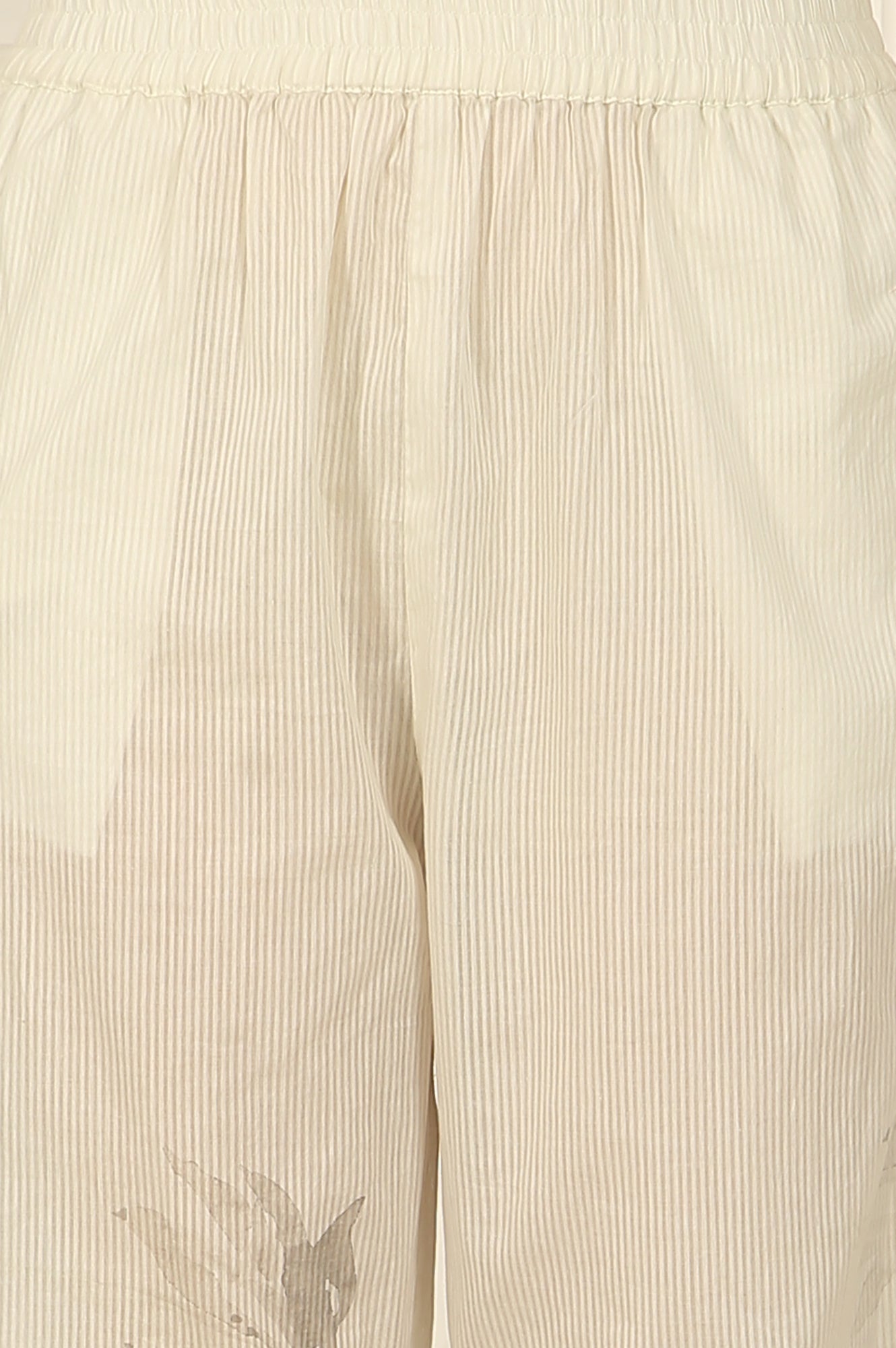 White and Red Printed Cotton Lurex Kurta, Pants and Dupatta Set