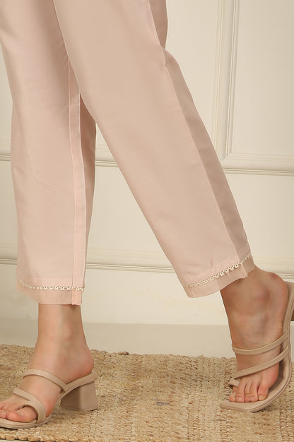 Light Pink Embroidered Organza Kurta, Pants and Dupatta Set