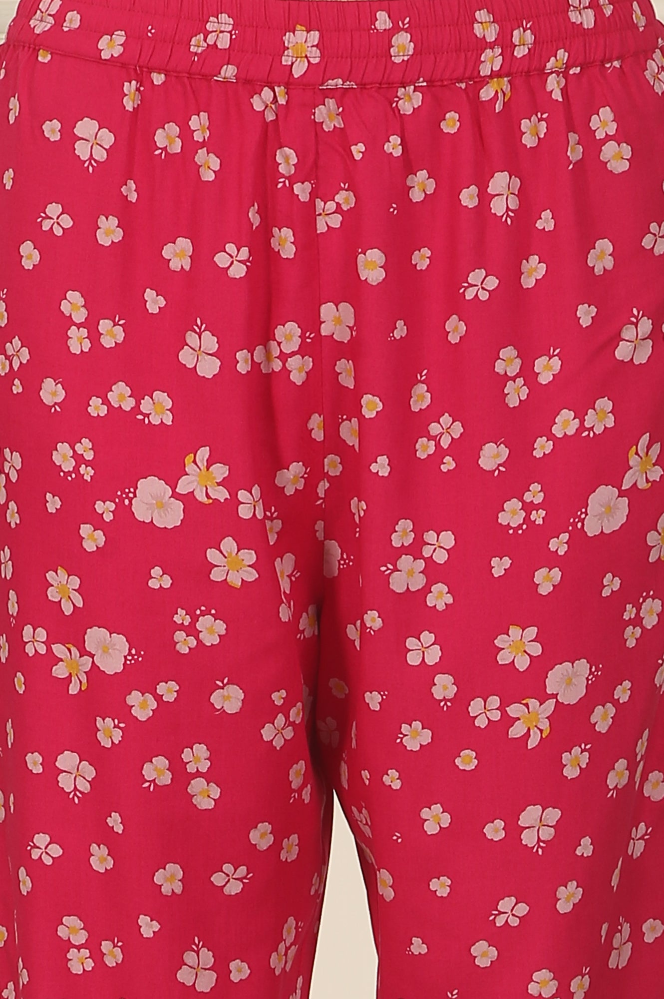 Pink Floral Printed Organza Anarkali Kurta, Pants and Dupatta Set