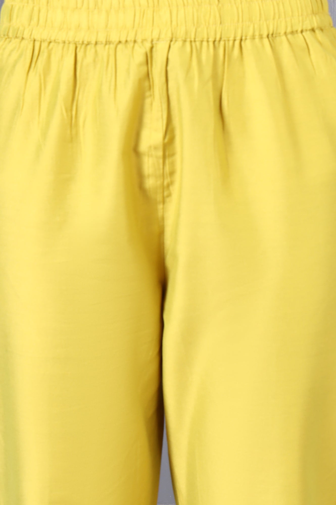 Yellow Floral Printed Beads Chanderi Flared Spaghetti Kurta, Pants and Dupatta Set