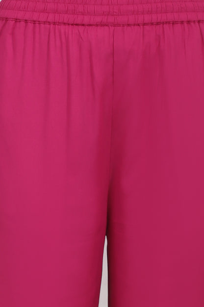 Blue Floral Printed Straight Shantung Kurta and Pants Set